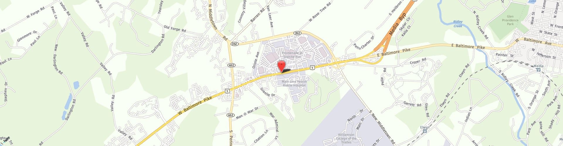 Location Map: 1098 West Baltimore Pike Media, PA 19063
